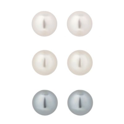 Set of 3 pastel pearl stud earrings
